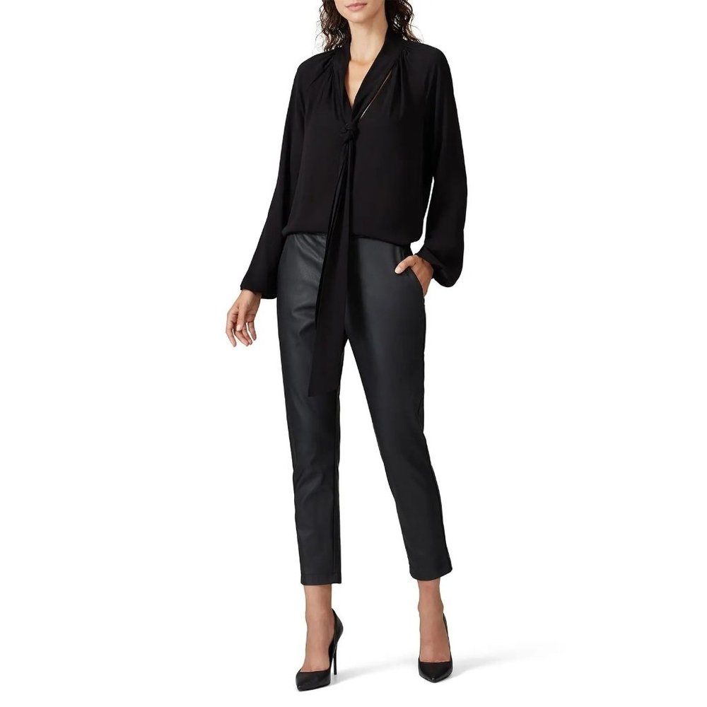 Theory Classic Scarf Top in Black Medium Womens Long Sleeve Blouse - Picture 12 of 14